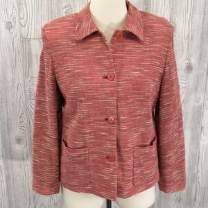 𝅺JOSEPHINE Chaus Petite Orange Coral Tweed Blazer Size 14P